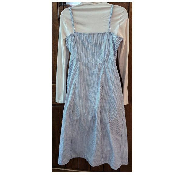 ASOS Blue Striped Button Up Spaghetti Strap Dress w/ Pockets (Women's Size 6 US) - Picture 5 of 7